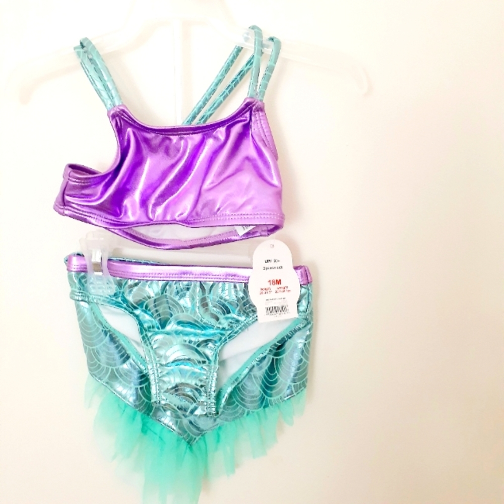 Wonder Nation Girls Mermaid 3 PC Multi-colored Swimsuit Set Size 18 M